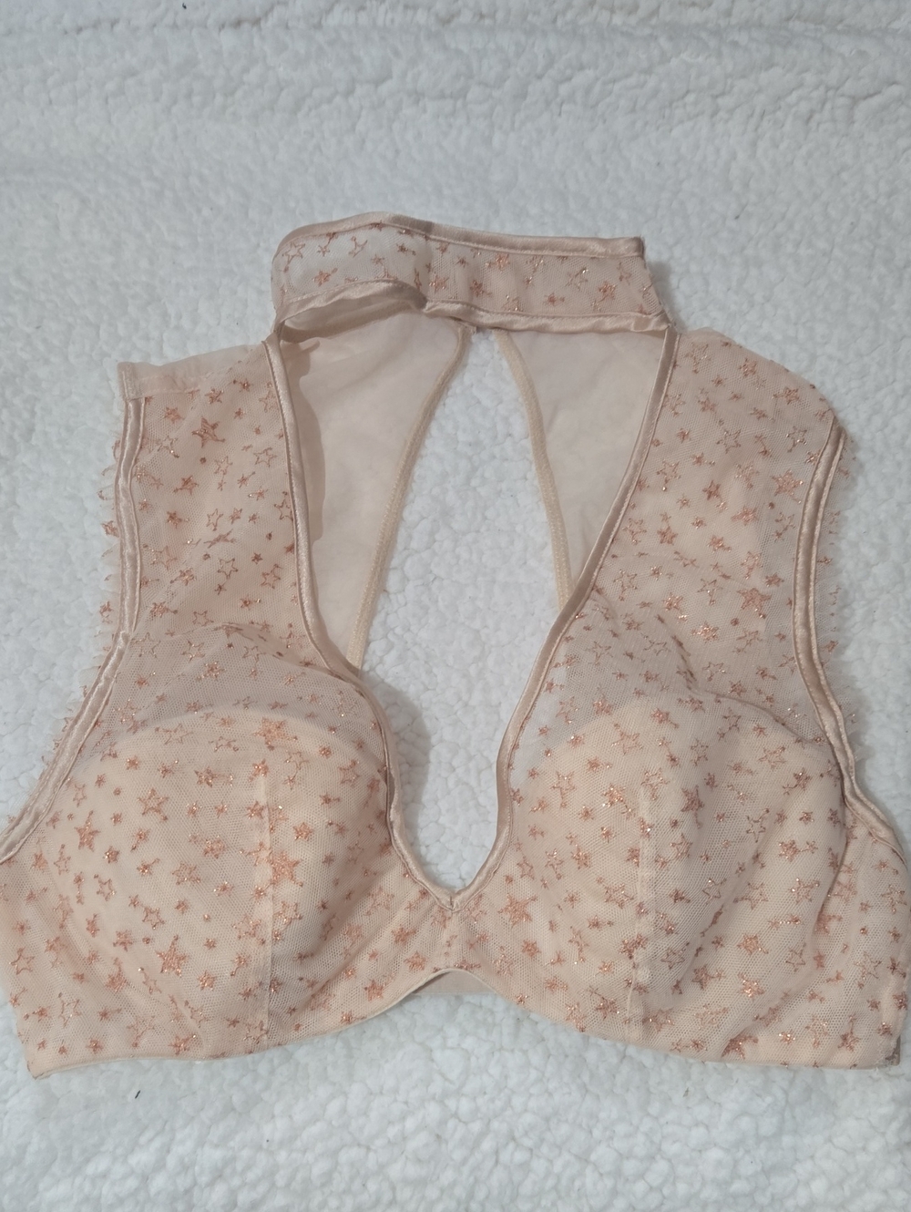 Victoria's Secret Star-Embroidered Plunge Bralette in Nude Blush Bra